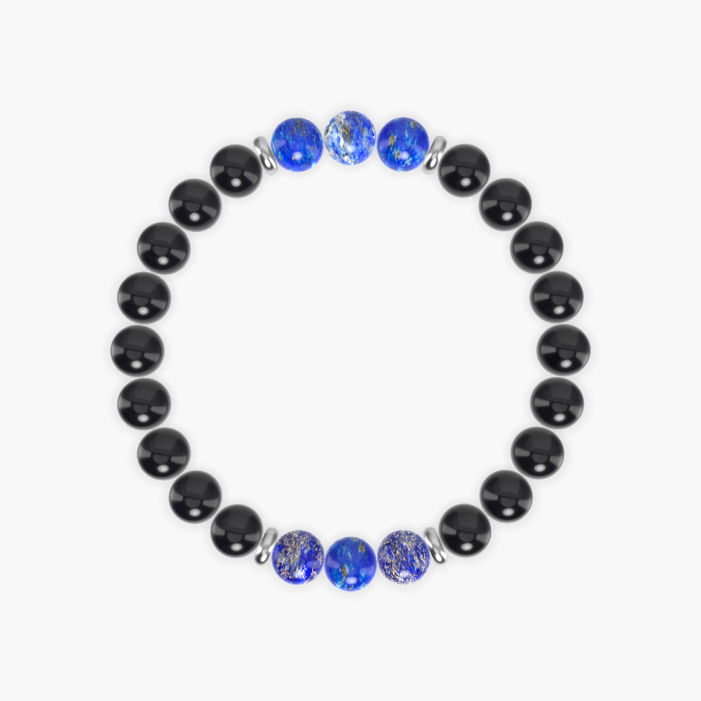 Black Obsidian and Lapis Lazuli Bracelet