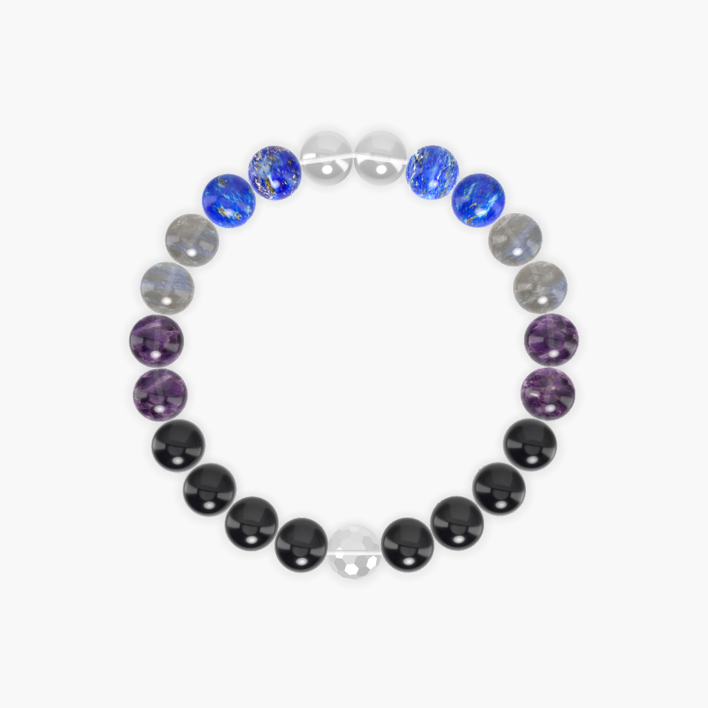 Black Tourmaline, Black Obsidian, Amethyst and more Gemstone Bracelet