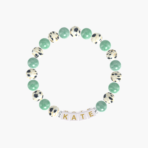 Green Jade and Dalmatian Jasper Bracelet