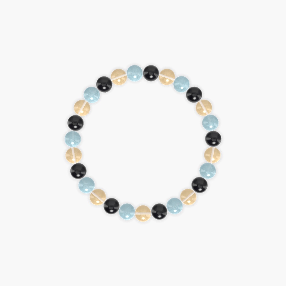 Citrine, Black Obsidian and Aquamarine Bracelet