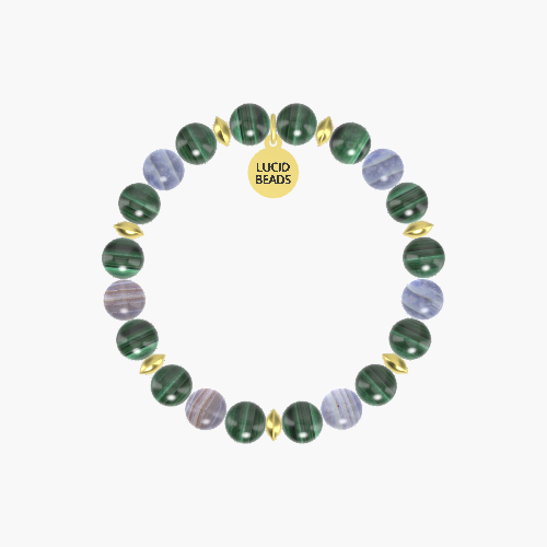 Malachite and Blue Lace Agate Bracelet