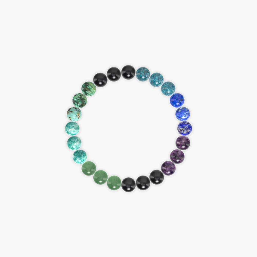 Black Tourmaline, Amethyst, Lapis Lazuli and more Gemstone Bracelet