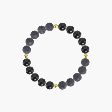 Lava Rock and Black Obsidian Bracelet