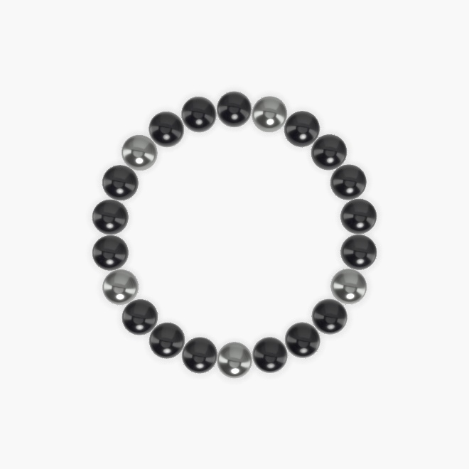 Black Tourmaline, Black Obsidian and Hematite Bracelet