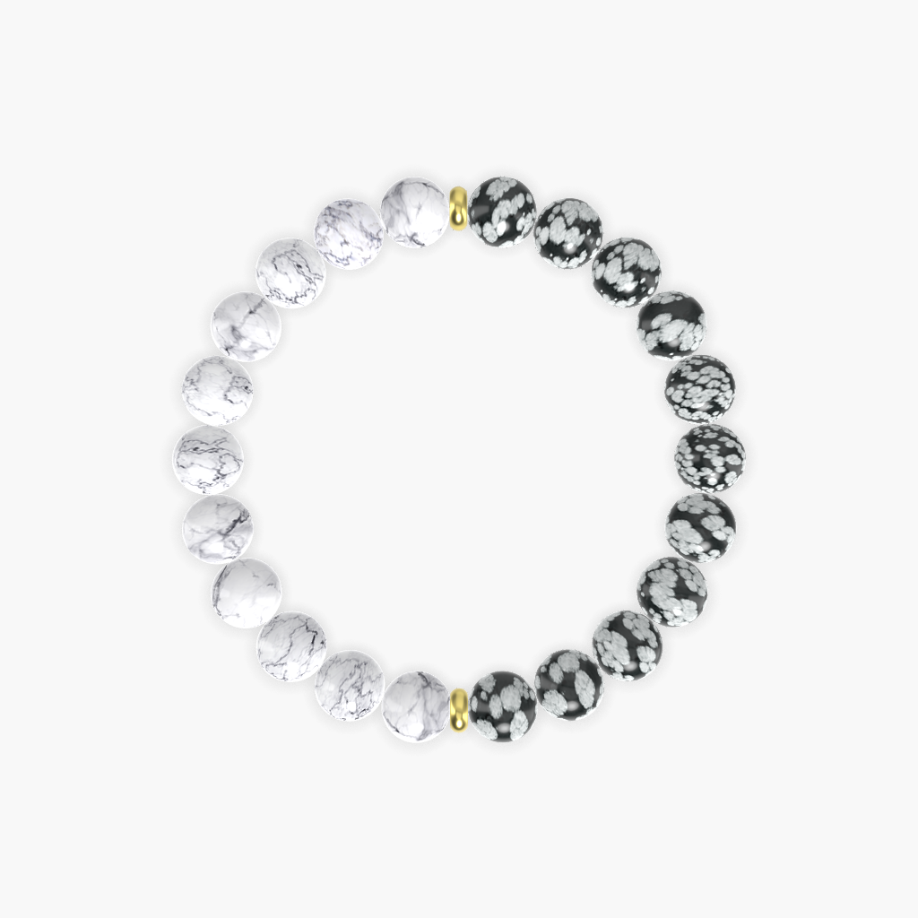 Snowflake Obsidian and Howlite Bracelet