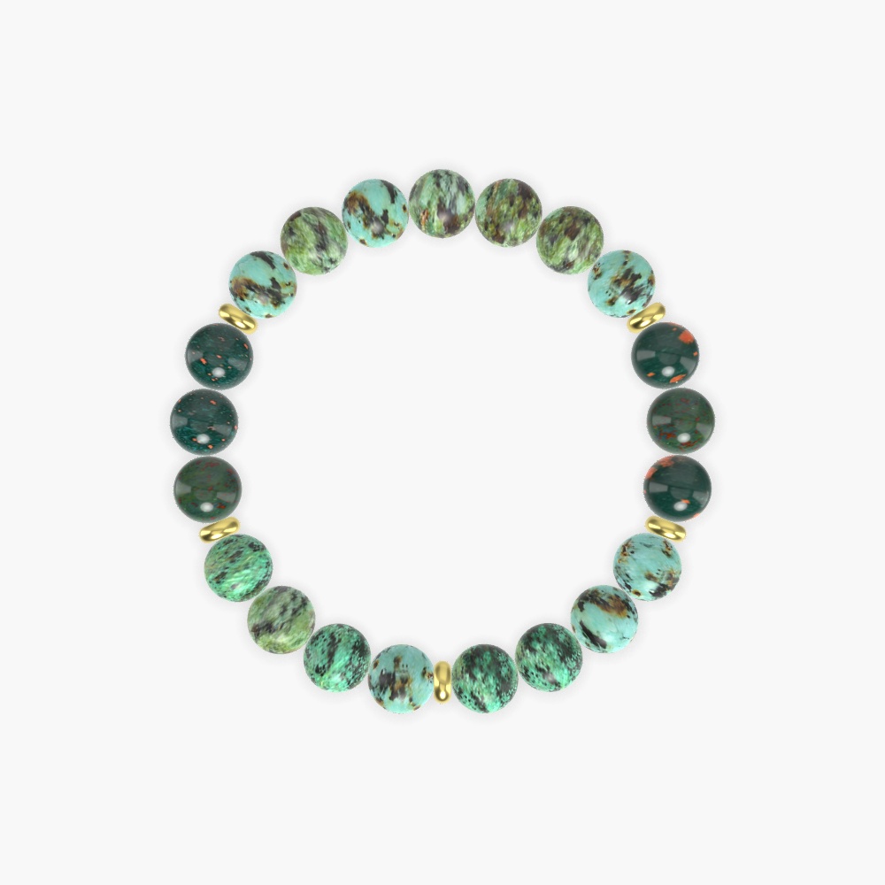 African Turquoise and Bloodstone Bracelet