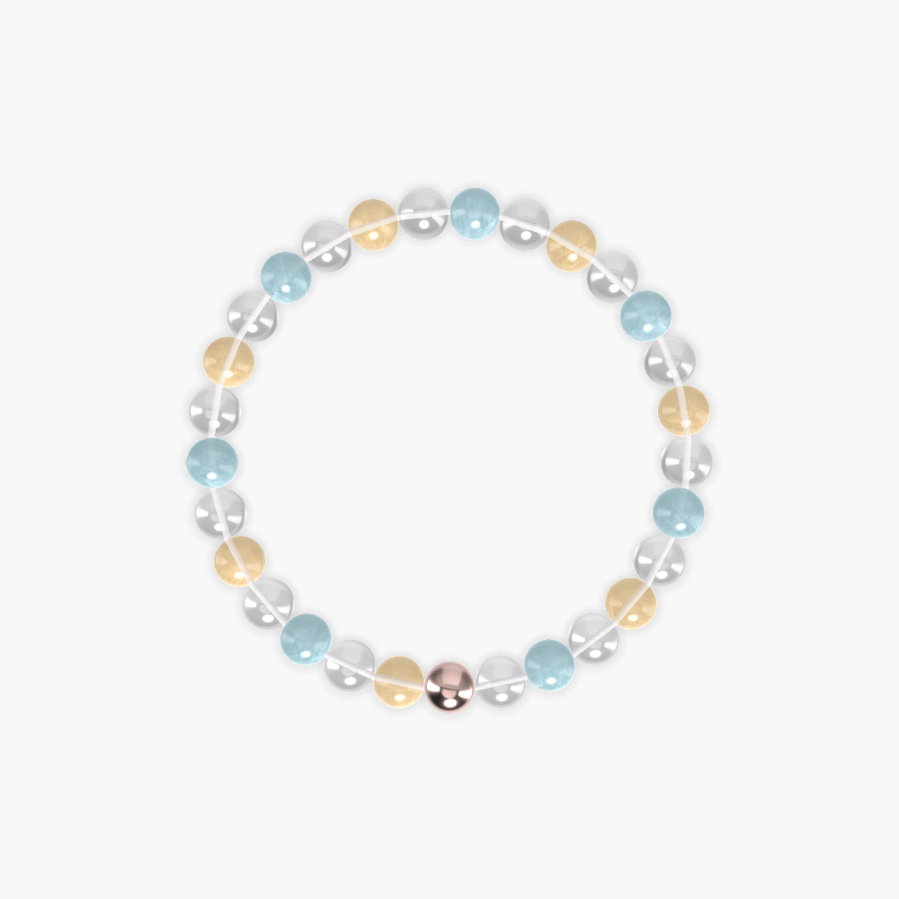 Clear Quartz, Aquamarine and Citrine Bracelet