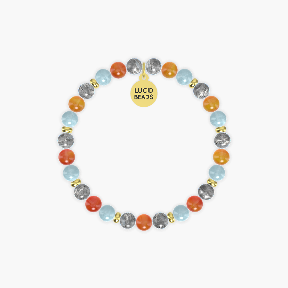 Labradorite, Carnelian and Aquamarine Bracelet