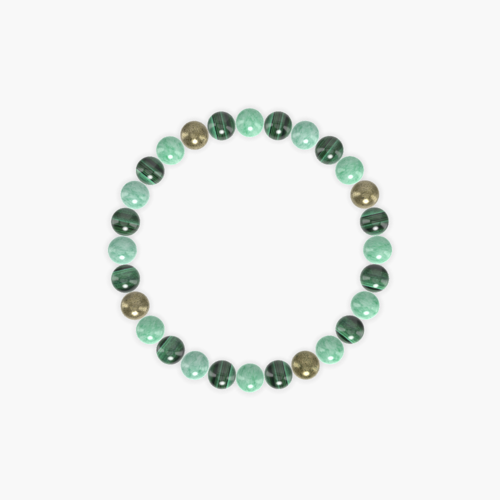 Green Jade, Malachite and Pyrite Bracelet