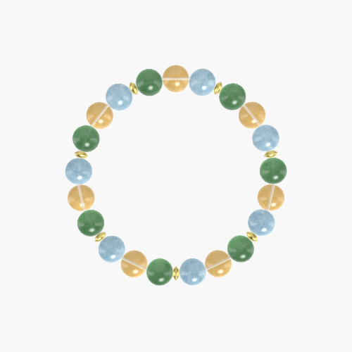 Aquamarine, Citrine, and Green Aventurine Gemstone Bracelet