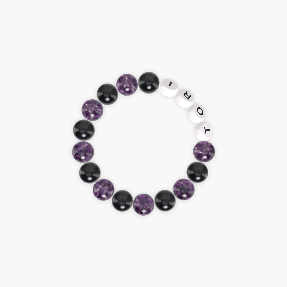 Amethyst and Black Obsidian Bracelet