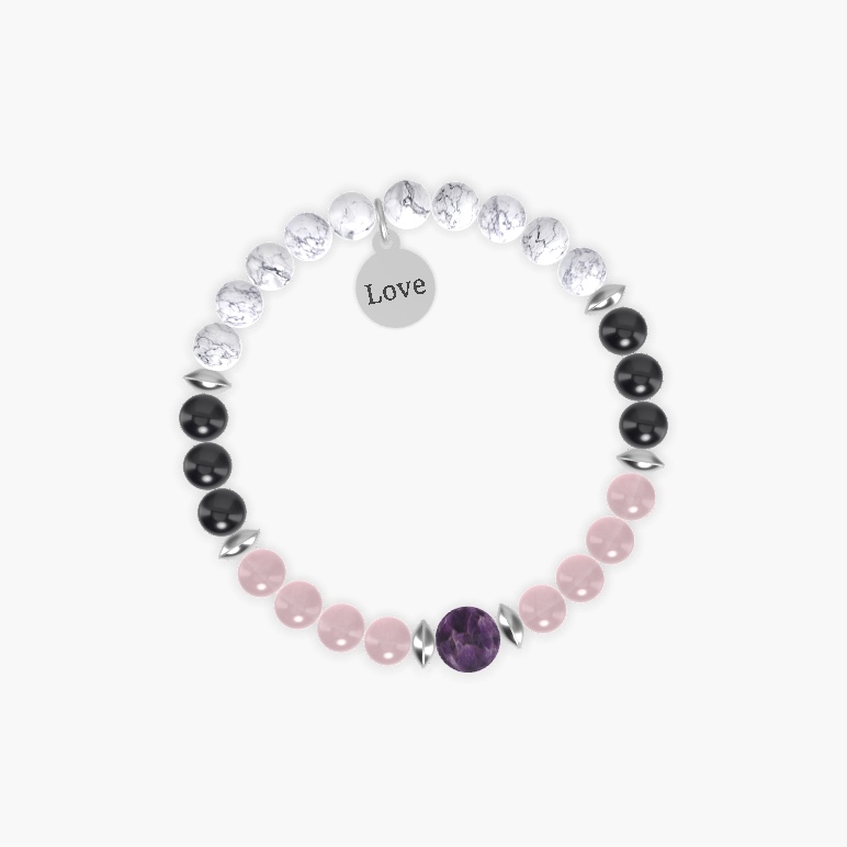 Howlite, Rose Quartz, Black Tourmaline and more Gemstone Bracelet