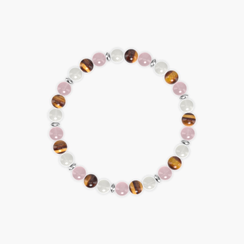 Rose Quartz, Tiger Eye and Moonstone Bracelet
