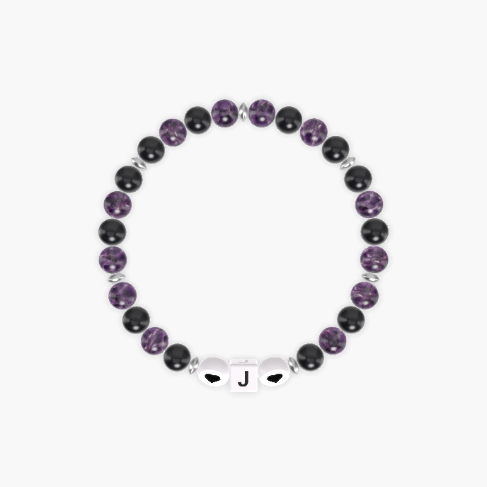 Black Obsidian and Amethyst Bracelet