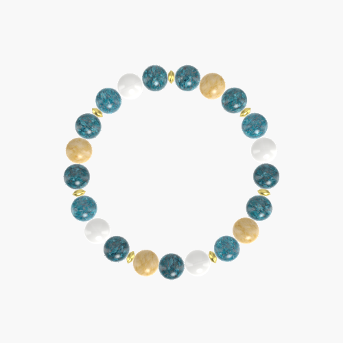 Apatite, White Jade and Yellow Jade Bracelet