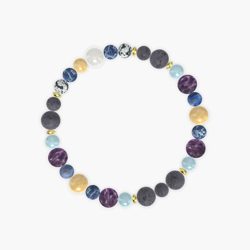 Lava Rock, Sodalite, Aquamarine and more Gemstone Bracelet