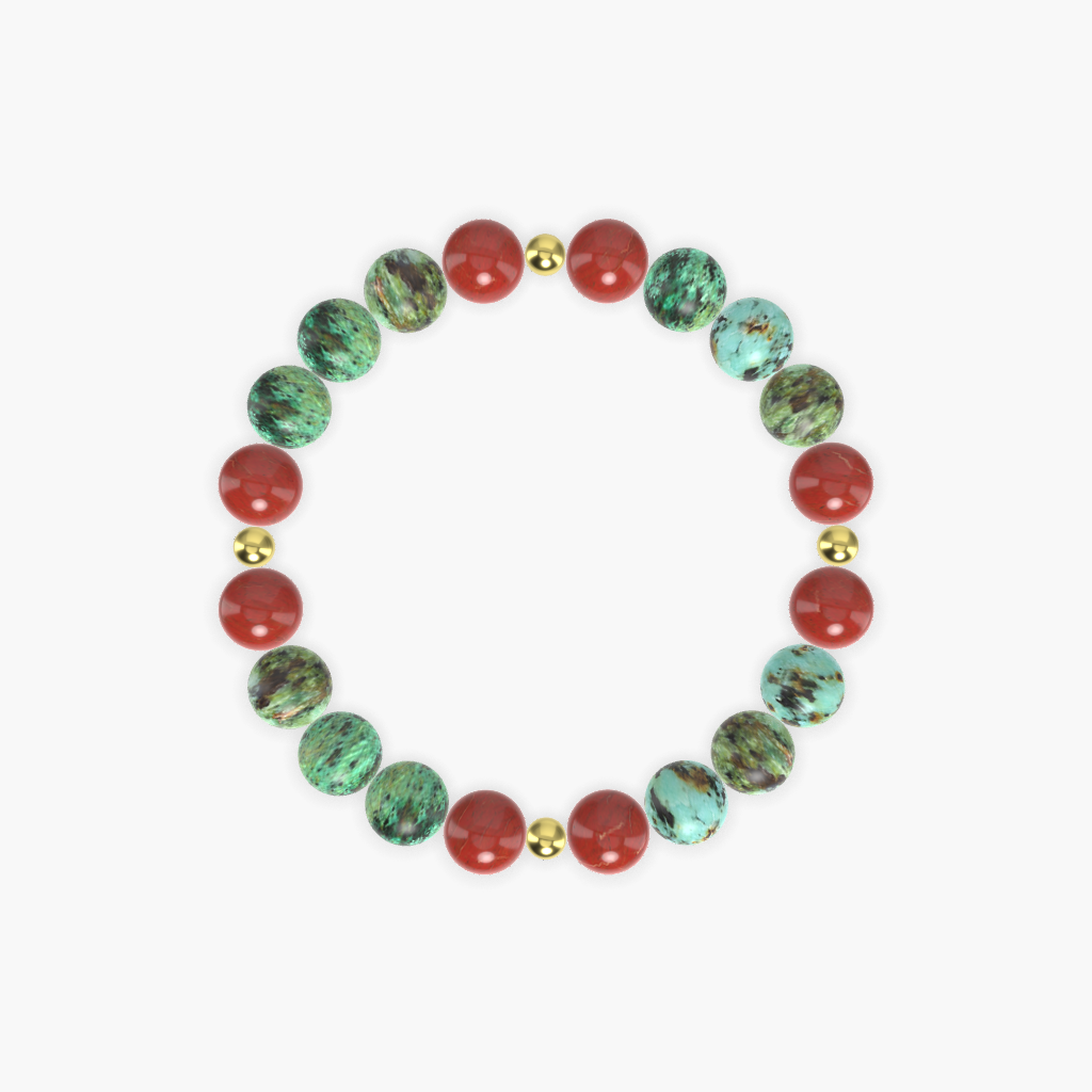 African Turquoise and Red Jasper Bracelet