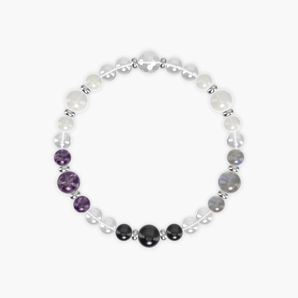 Clear Quartz, Moonstone, Black Tourmaline and more Gemstone Bracelet