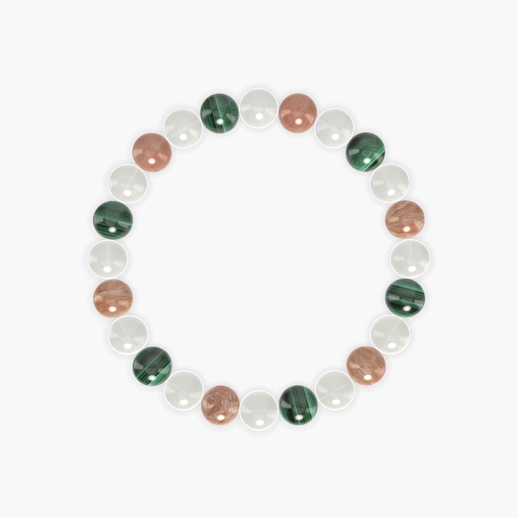 Moonstone, Malachite and Sunstone Bracelet