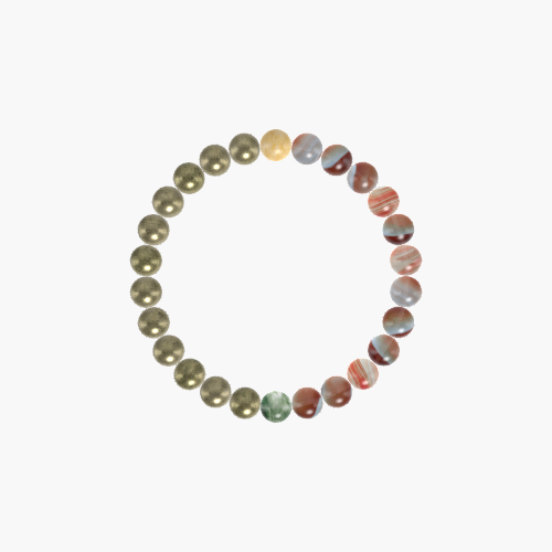 Sardonyx, Pyrite, Moss Agate and more Gemstone Bracelet