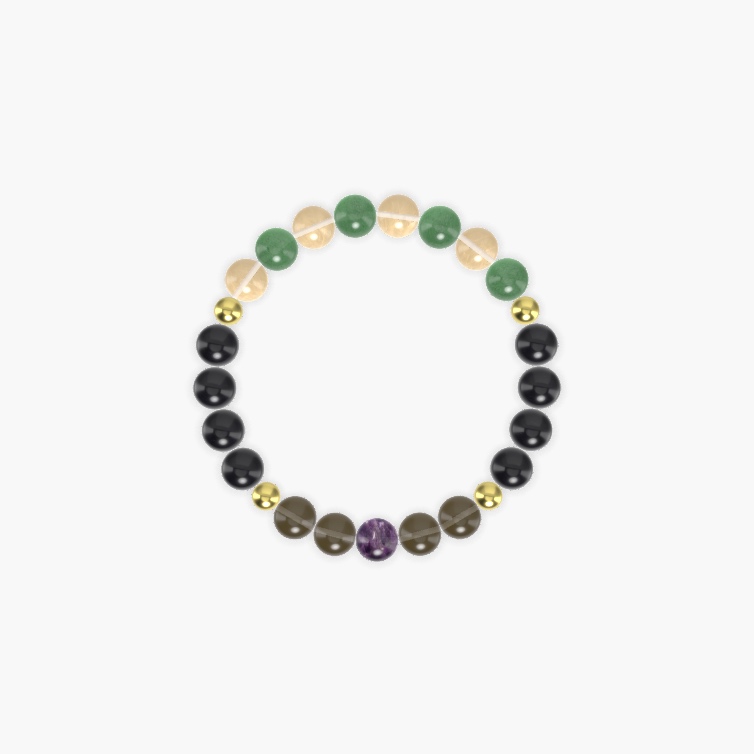 Black Obsidian, Smoky Quartz, Aventurine and more Gemstone Bracelet
