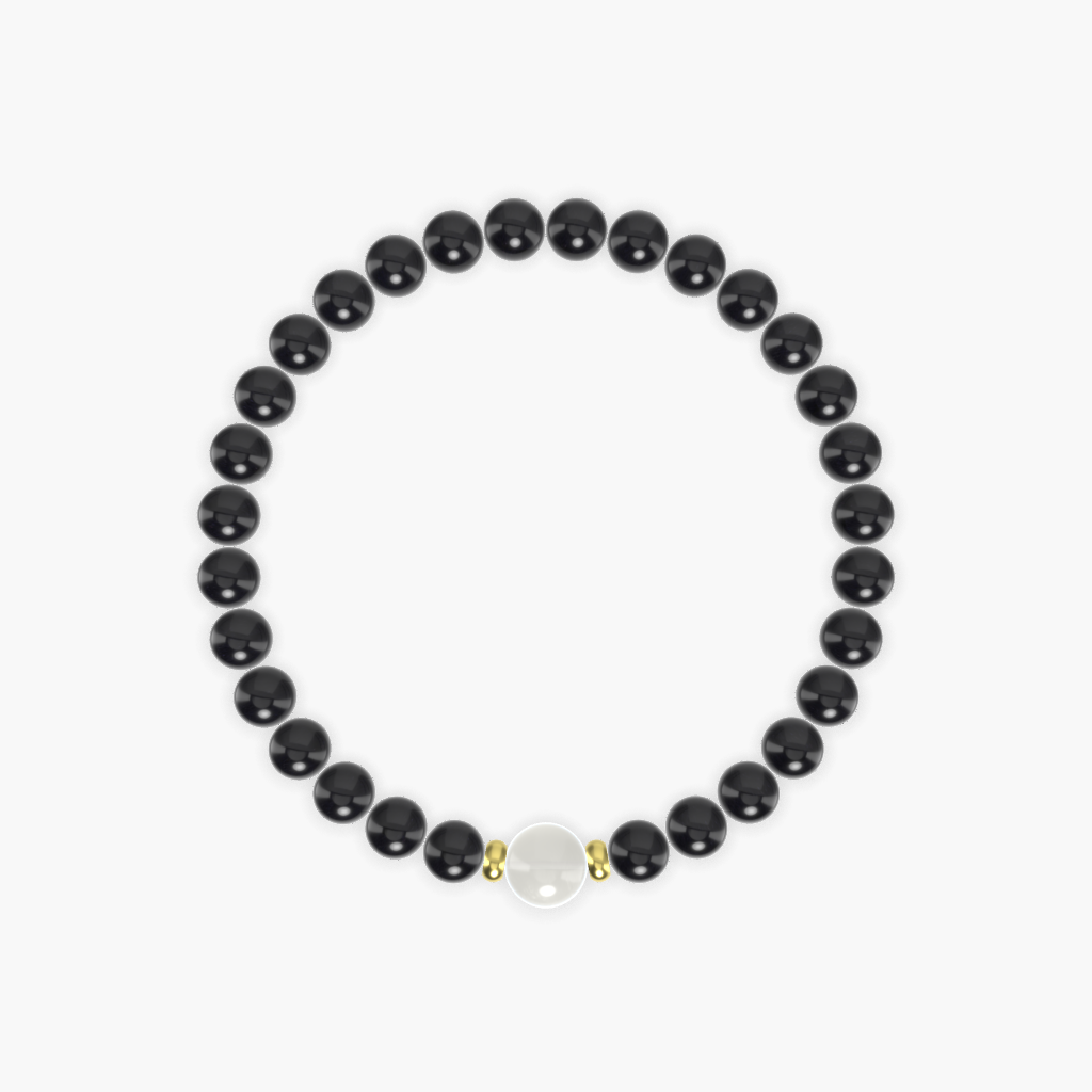 Black Obsidian and Moonstone Bracelet