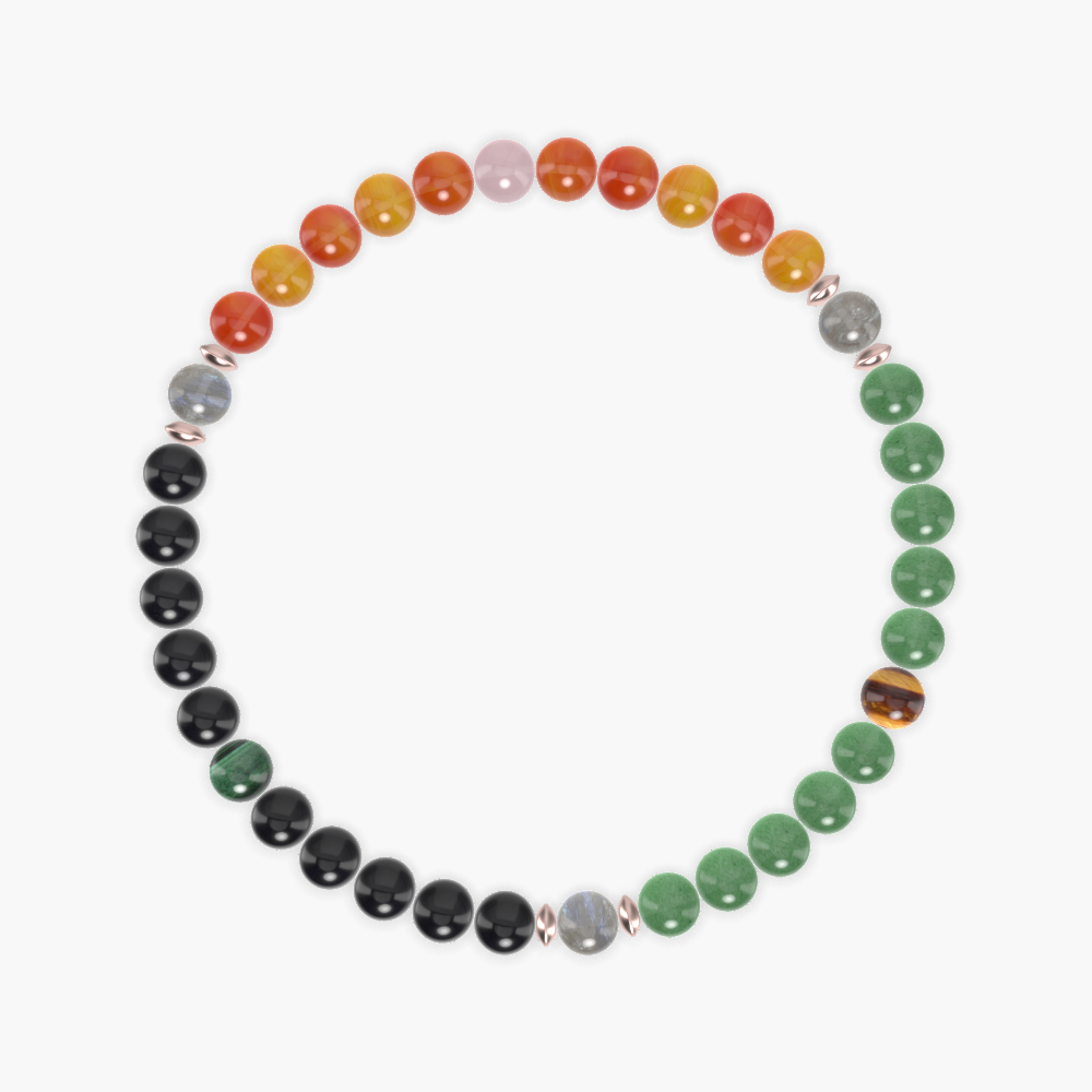 Aventurine, Carnelian, Black Obsidian and more Gemstone Bracelet