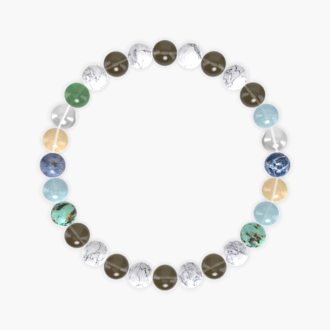 Smoky Quartz, Howlite, Aquamarine and more Gemstone Bracelet