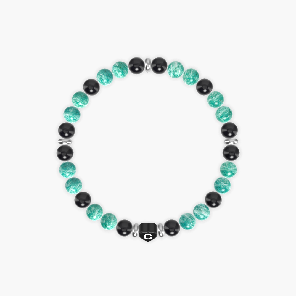 Amazonite and Black Obsidian Bracelet