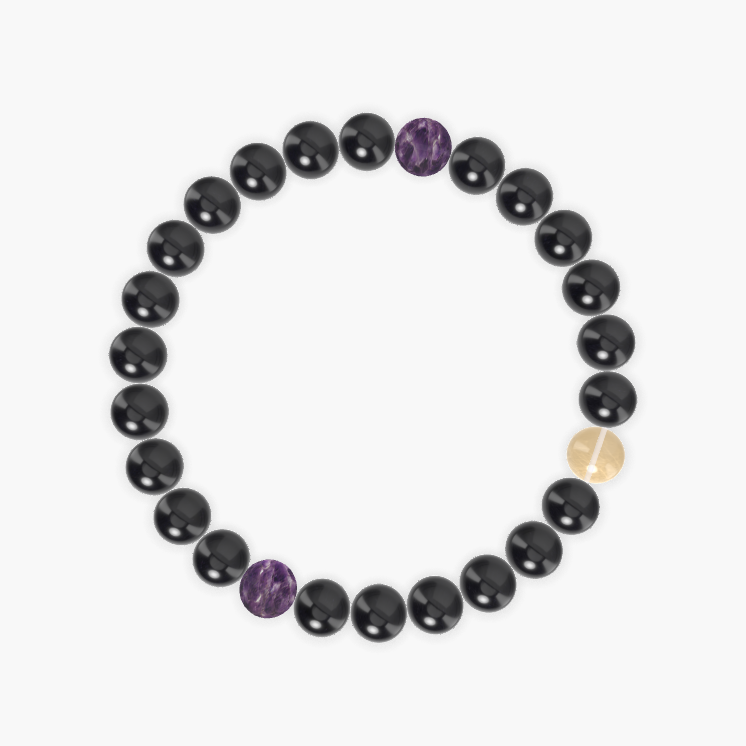 Black Tourmaline, Amethyst and Citrine Bracelet