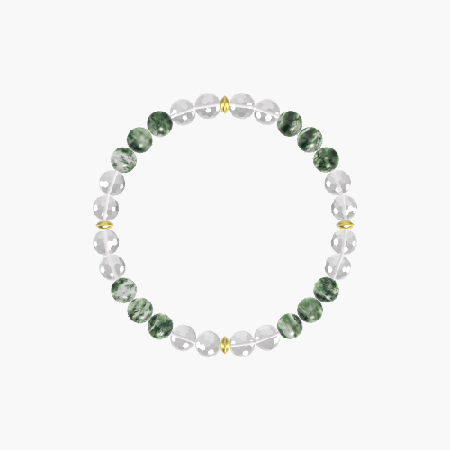 Clear Quartz and Moss Agate Bracelet