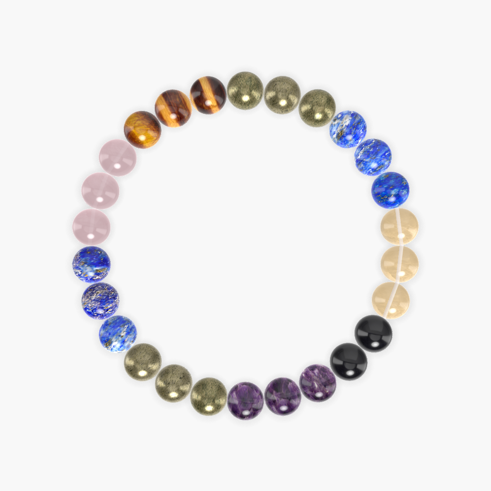 Lapis Lazuli, Pyrite, Amethyst and more Gemstone Bracelet