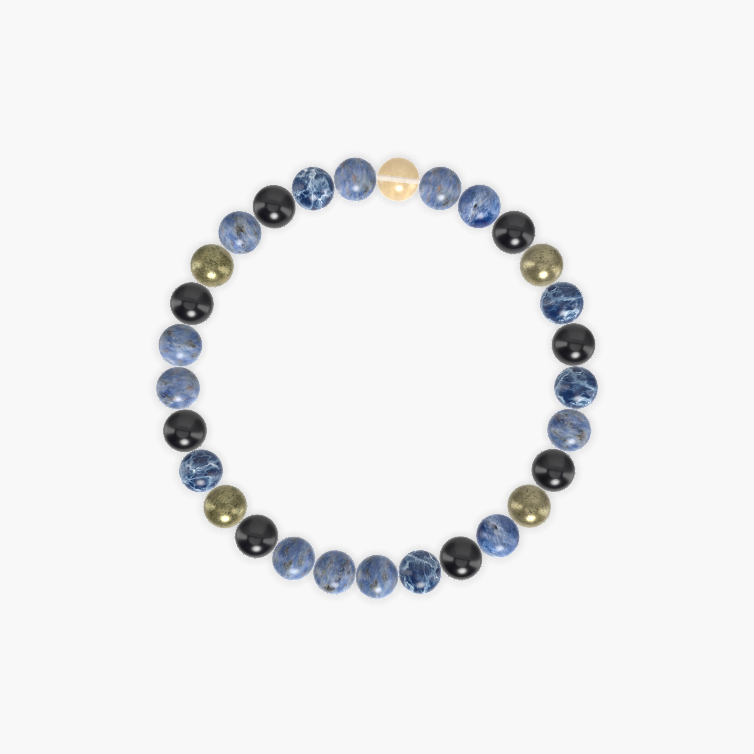Sodalite, Black Tourmaline, Pyrite and more Gemstone Bracelet