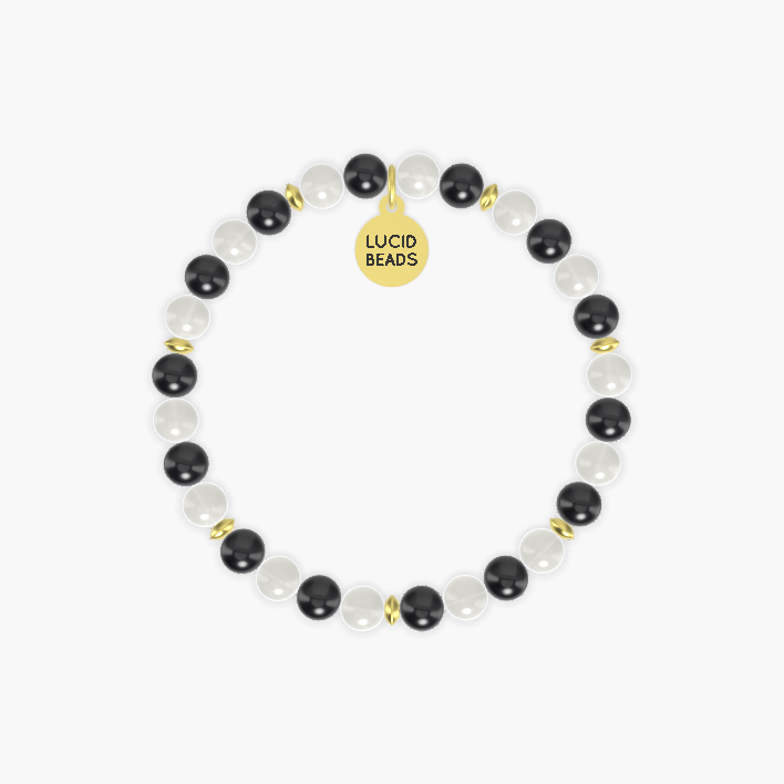 Celestial Shield - Black Tourmaline and Moonstone Bracelet