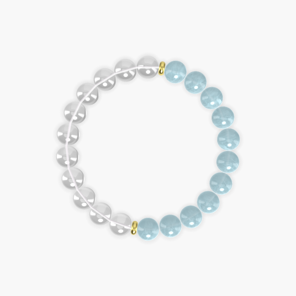Aquamarine and Clear Quartz Bracelet