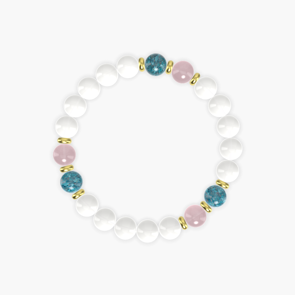 White Jade, Rose Quartz and Apatite Bracelet