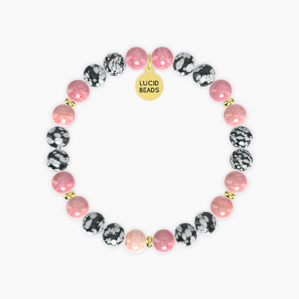 Rhodonite and Snowflake Obsidian Bracelet