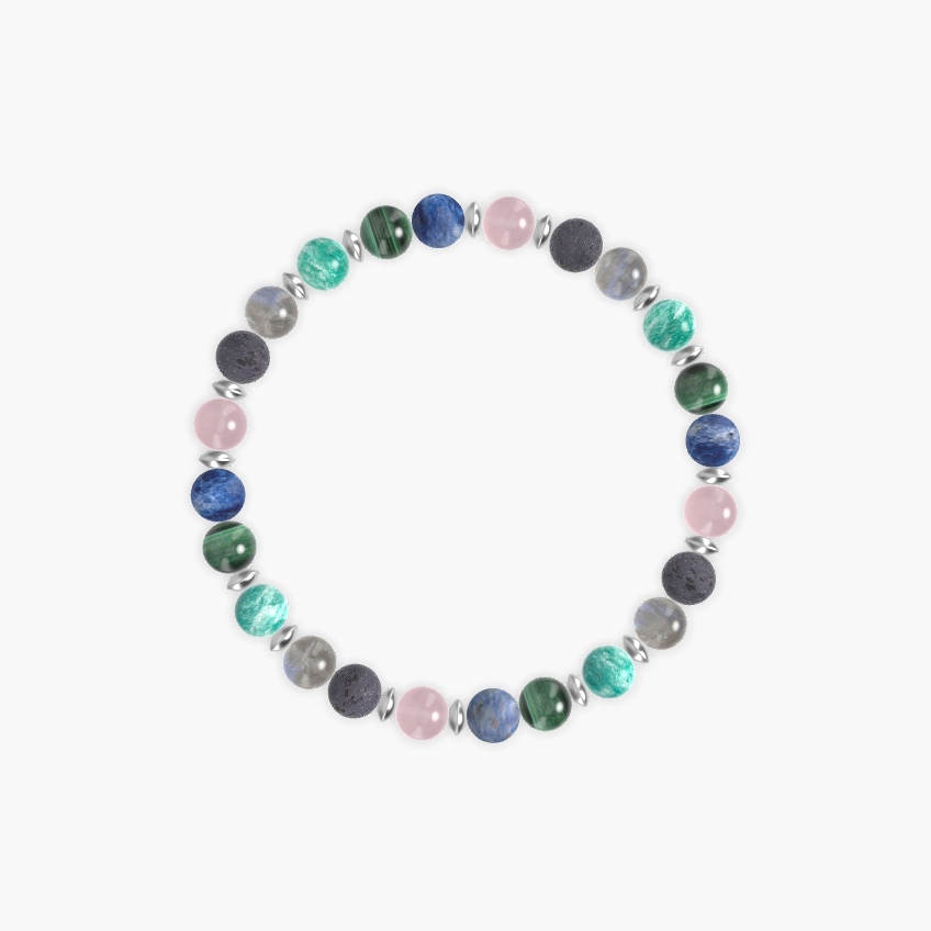 Rose Quartz, Sodalite, Malachite and more Gemstone Bracelet