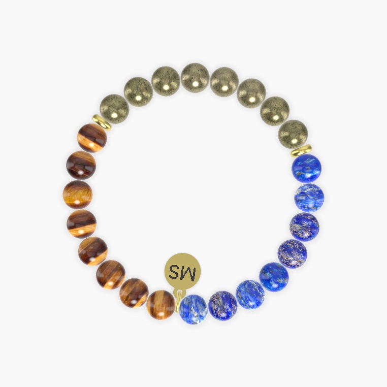 Lapis Lazuli, Pyrite and Tiger Eye Bracelet