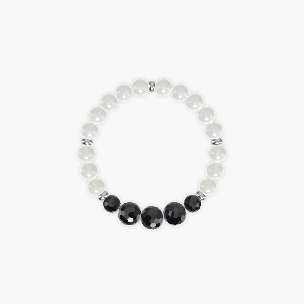 Moonstone and Black Tourmaline Bracelet