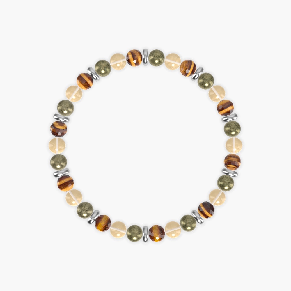Tiger Eye, Citrine and Pyrite Bracelet
