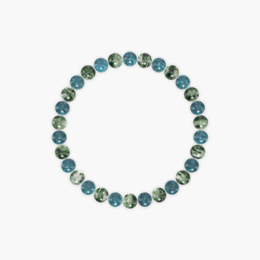 Moss Agate and Apatite Bracelet