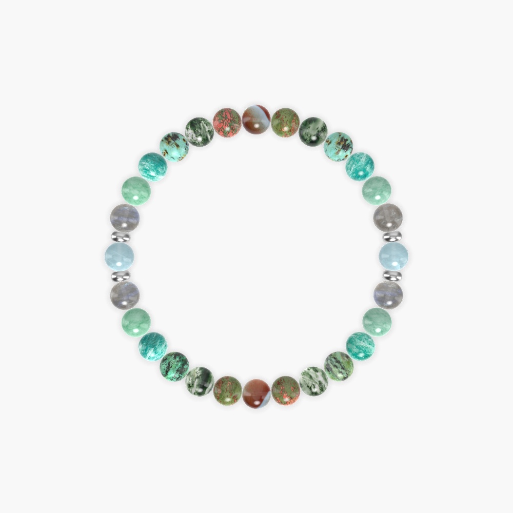 Unakite, Moss Agate, African Turquoise and more Gemstone Bracelet