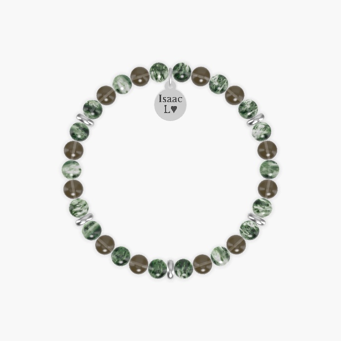 Moss Agate and Smoky Quartz Bracelet