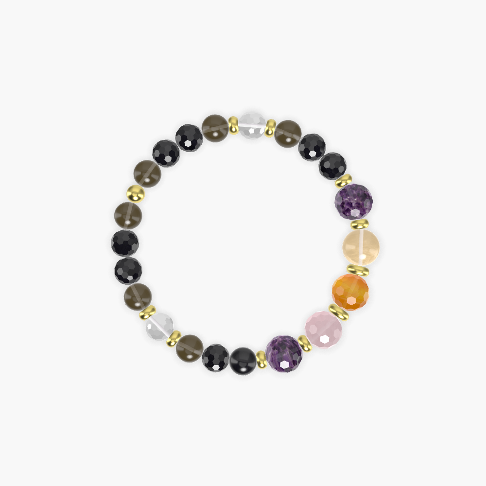 Black Tourmaline, Smoky Quartz, Amethyst and more Gemstone Bracelet