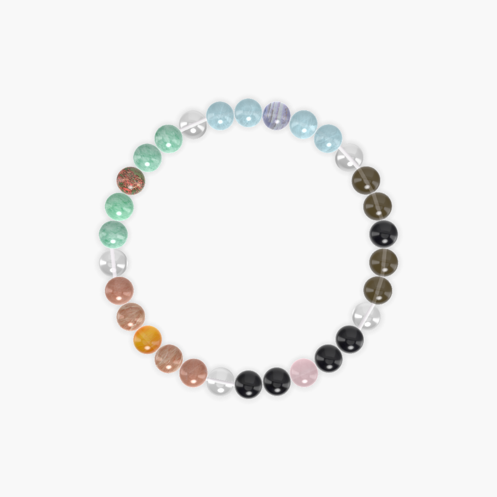Black Obsidian, Clear Quartz, Smoky Quartz and more Gemstone Bracelet