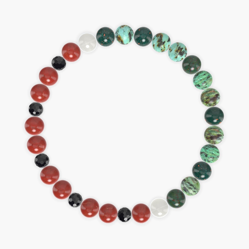 Red Jasper, African Turquoise, Bloodstone and more Gemstone Bracelet