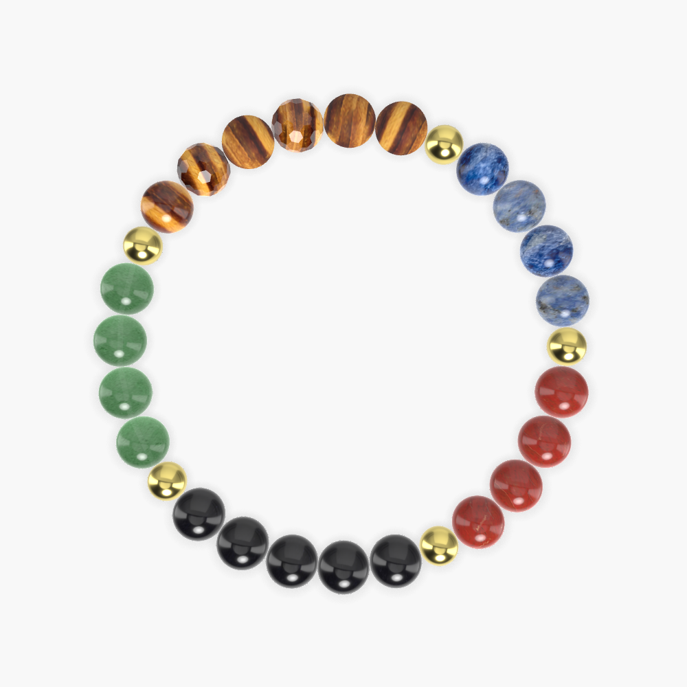 Tiger Eye, Black Tourmaline, Red Jasper and more Gemstone Bracelet