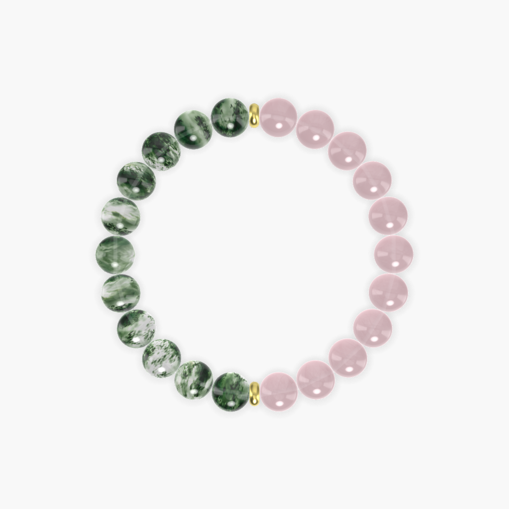 Rose Quartz and Moss Agate Bracelet