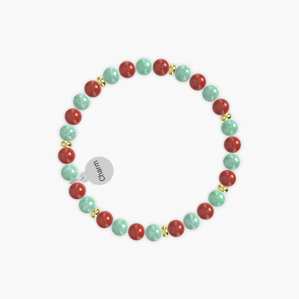 Red Jasper and Green Jade Bracelet